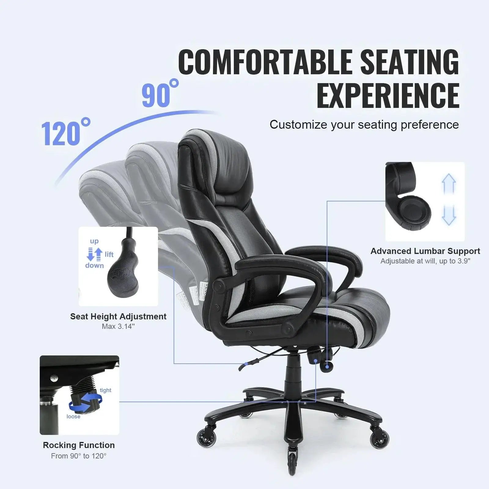 VEVOR Heavy Duty Executive Chair With Adjustable Support