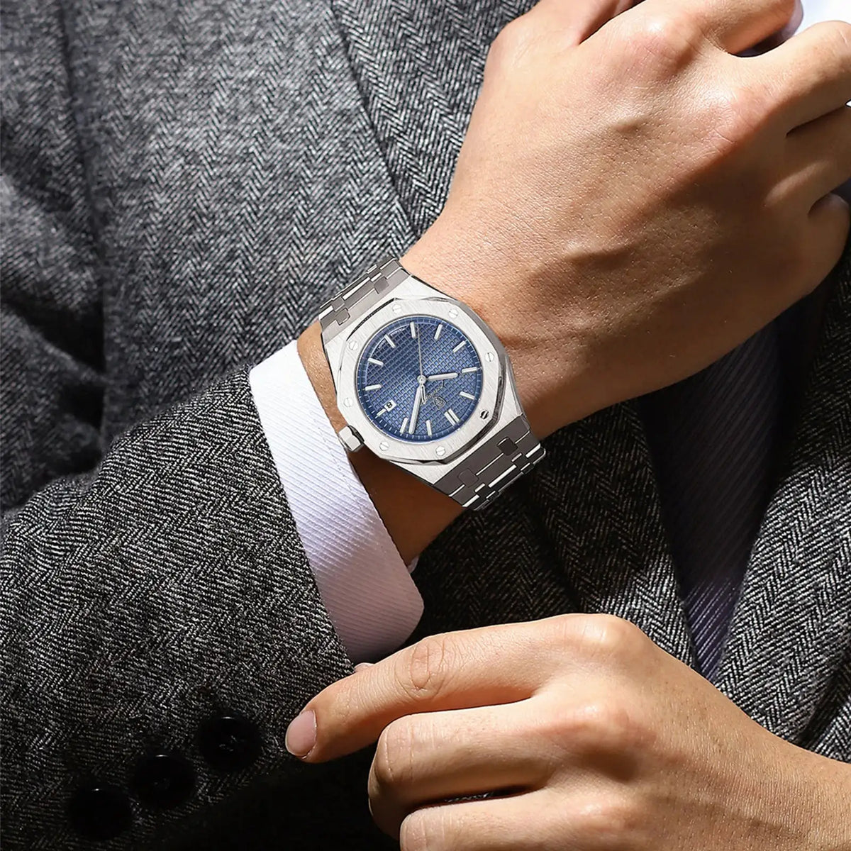 POEDAGAR Original Luxury Man Watch Date Luminous Waterproof Stainless Steel Men Wristwatch Fashion Business Quartz Men's Watches
