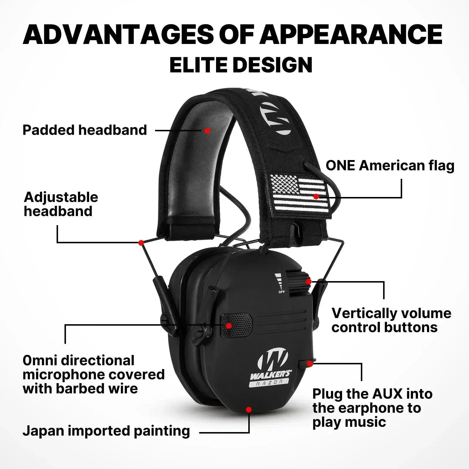 Walkers Razor Slim Earmuffs Hearing Protection For Shooting