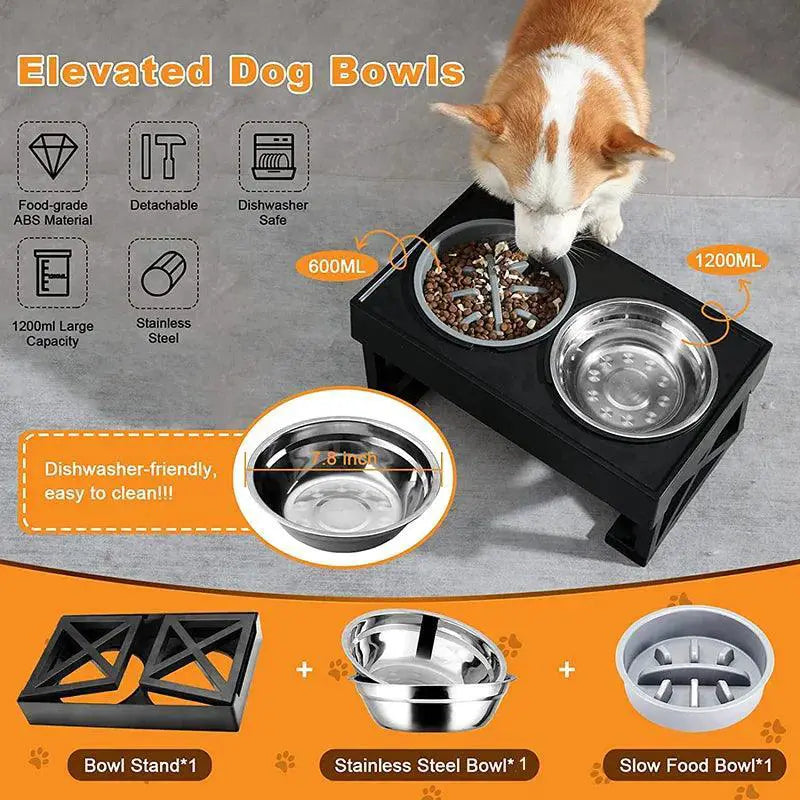 Adjustable Elevated Dog Bowls For Medium To Large Dogs