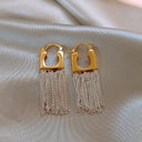 Geometric Fringe Drop Pendant Earrings For Women Copper Alloy Fashion Jewelry
