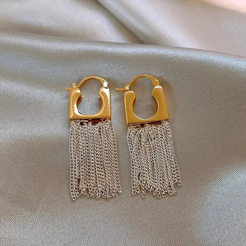 Geometric Fringe Pendant Earrings Copper Alloy For Women
