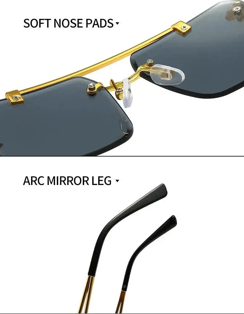 Rimless Square Sunglasses for Men and Women Fashion