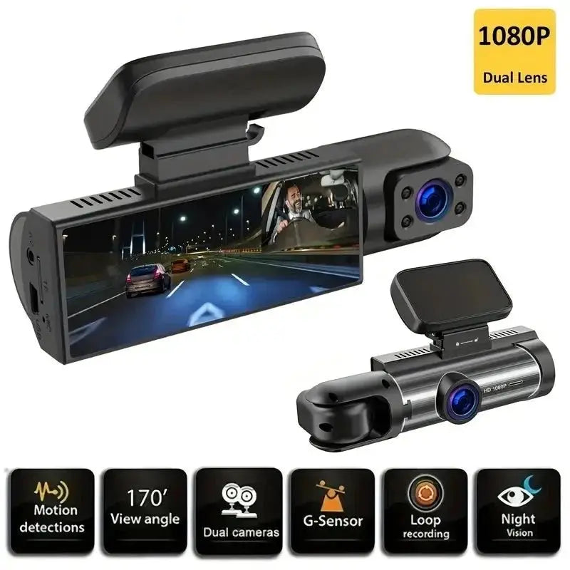 Dual Channel Dash Cam Front And Interior 1080P G Sensor Night Vision Car DVR - stepyours.com