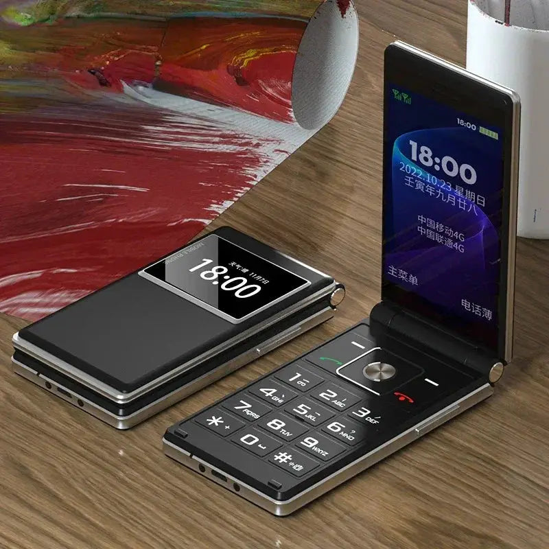 Foldable Flip Senior Phone Dual Display Large Key SOS