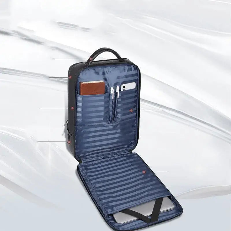 100% Genuine Leather Backpack For Men 15.6 Inch USB Charge - OurLum.com