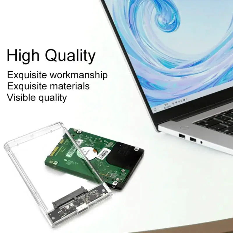 3.0/3.1 HDD Enclosure 2.5inch SATA SSD Hard Drive Case with 5Gbps Transfer Speed and Transparent Design Mobile External Housing