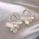 Imitation Pearl Flower Fringe Long Dangle Earrings For Women Party Jewelry