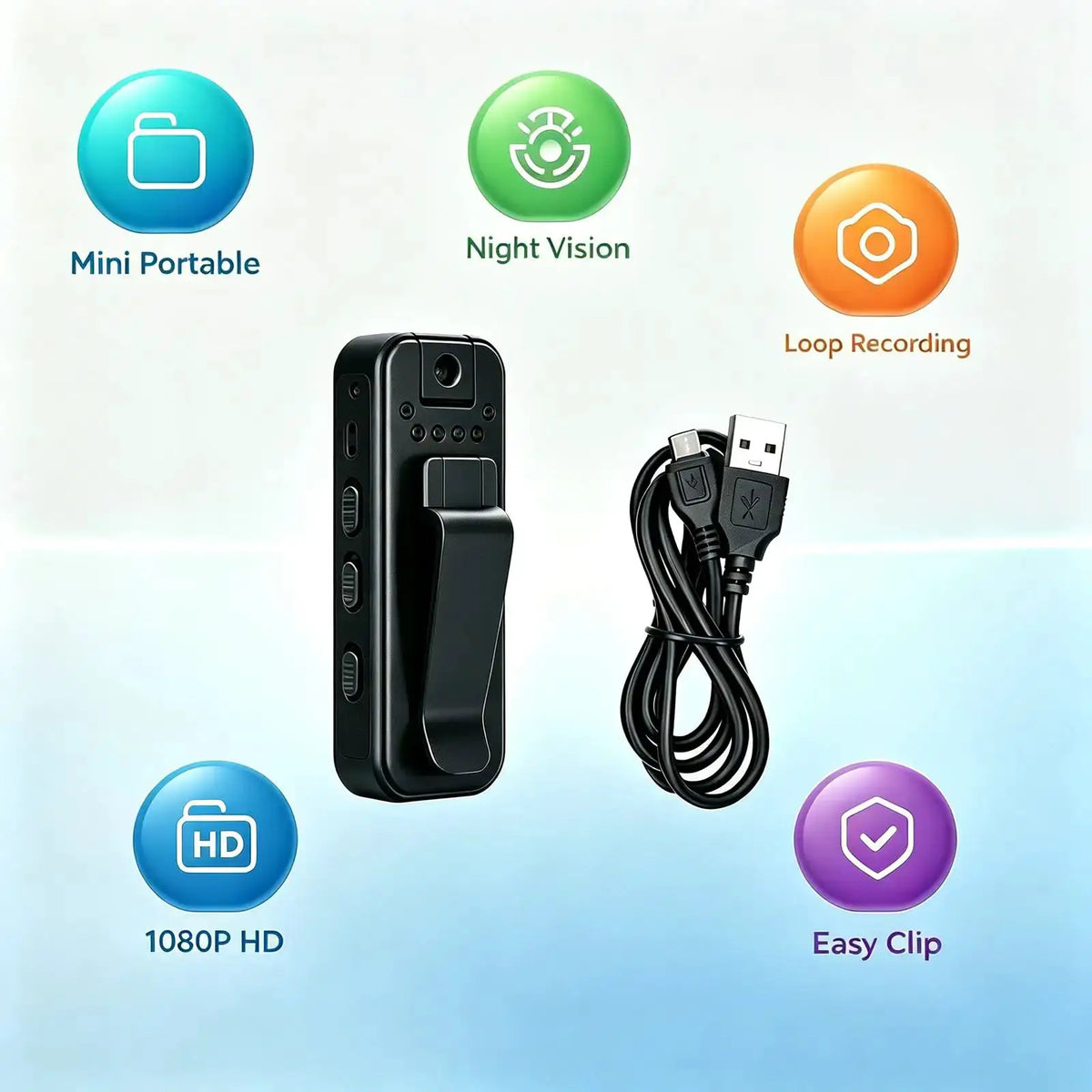 Clip-on Mini Body Camera HD Wearable Video Recorder, ° Rotatable — product view 1