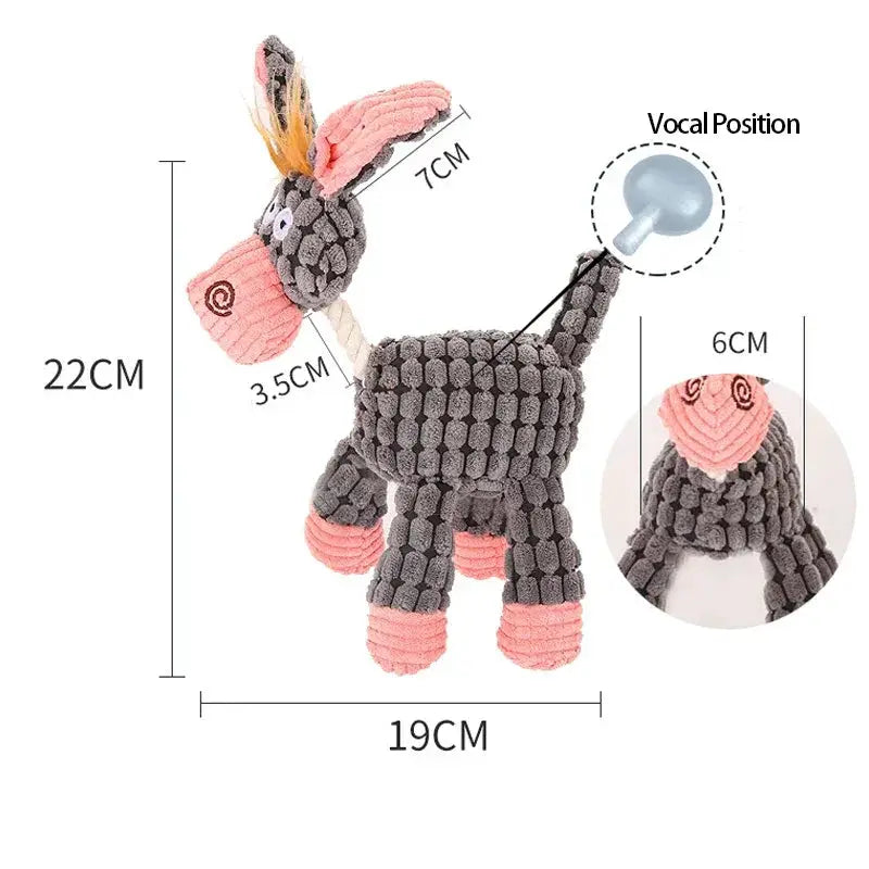 Donkey Corduroy Chew Toy Interactive Squeaky Dog Toy