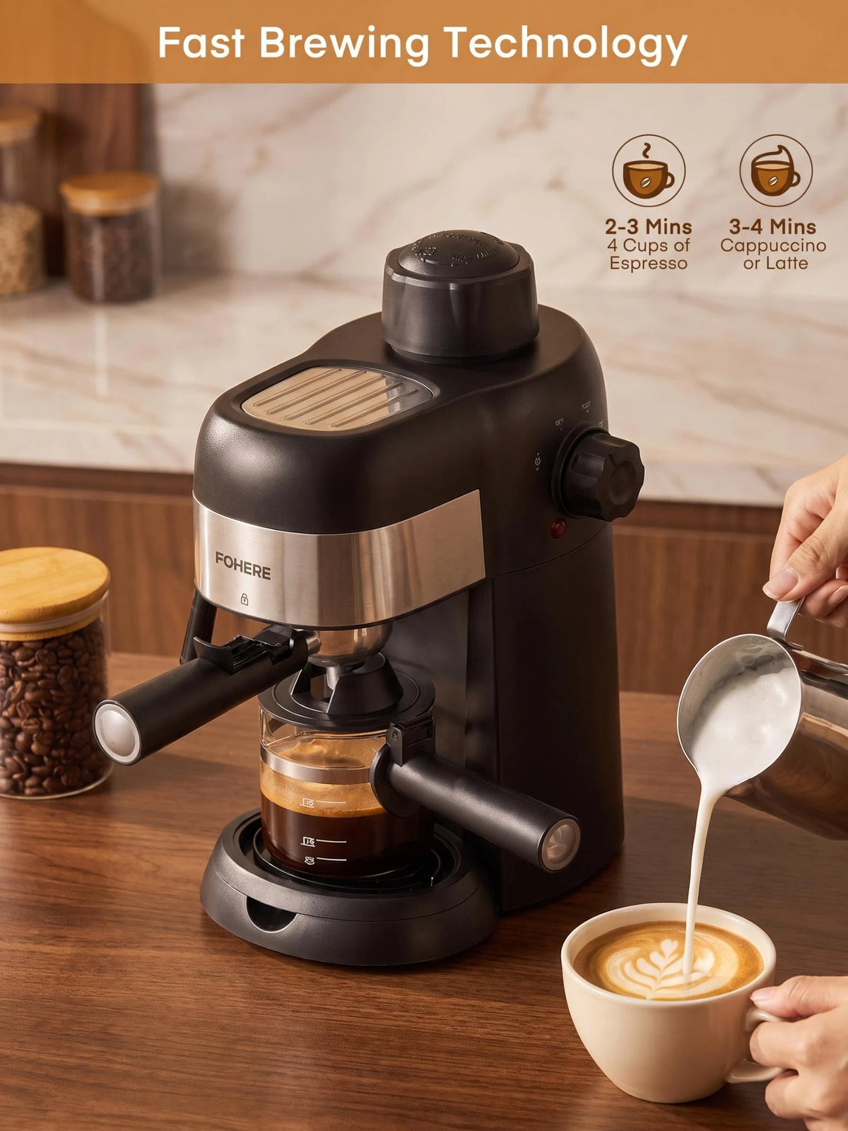Steam Espresso Machine, Cup, Professional Compact Espresso — product view 1