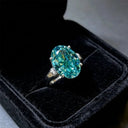 Sterling Silver Green Moissanite Ring