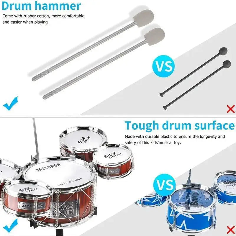 Kids Drum Set Musical Toy Kit For Toddlers Jazz Fun