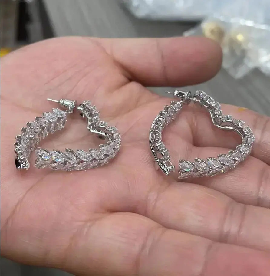 Style Light Luxury Zircon Heart Wheat Earrings - OurLum.com