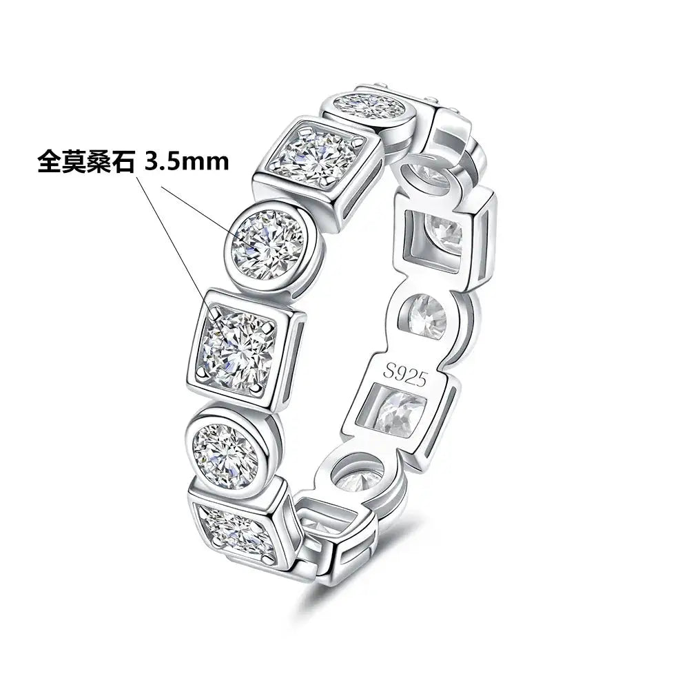 Round Square Moissanite Ring in Sterling Silver — product view 8