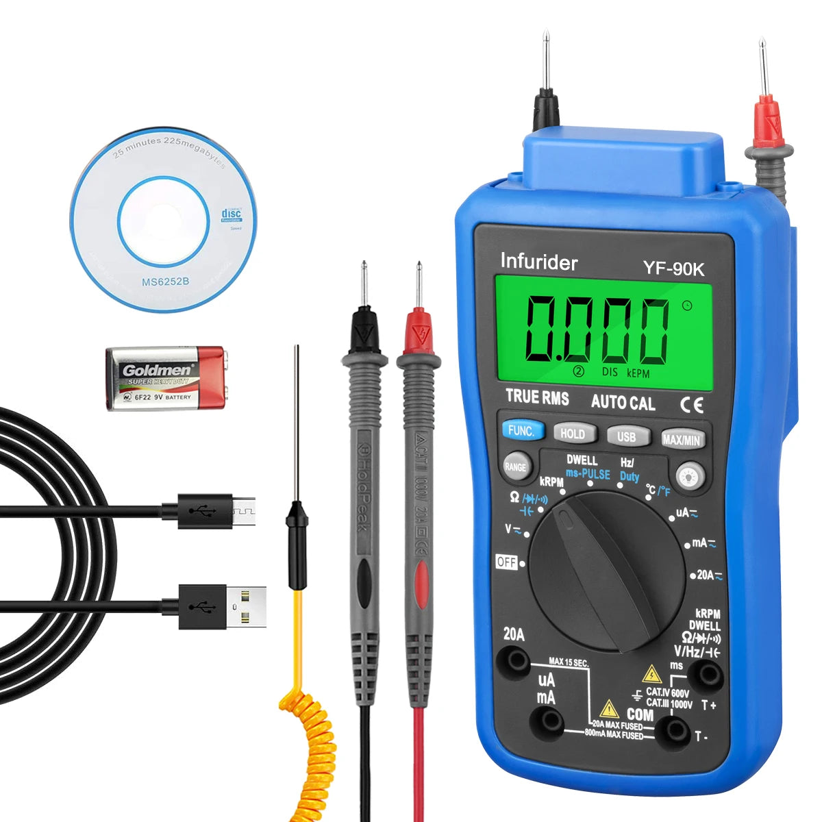 Engine Analyzer Tester HoldPeak Auto Range Digital Automotive — product view 3