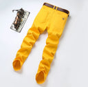 Four Season New Men's Yellow Jeans Fashion Business Casual