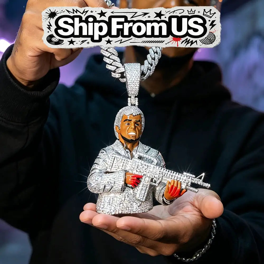 Icy Gun Pendant for Men Gold — product image 1