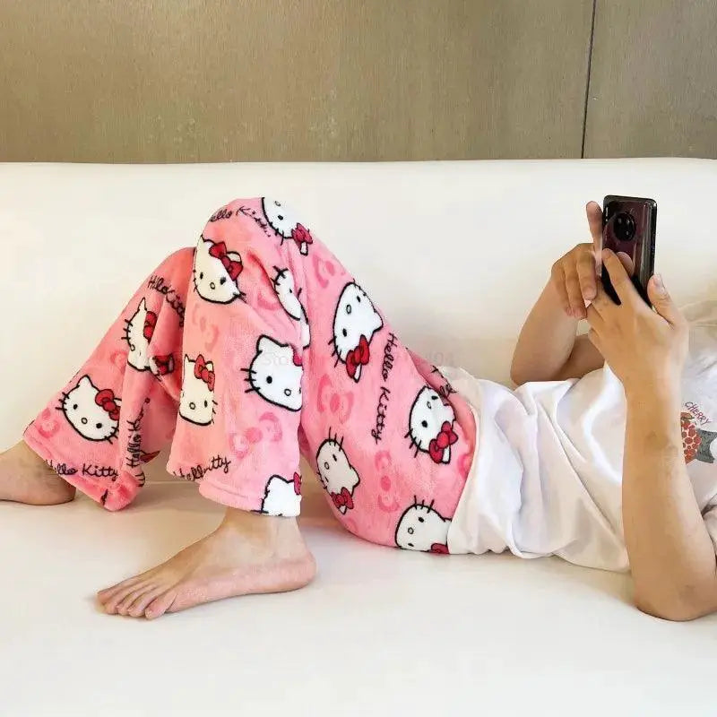 Hello Kitty Flannel Pajamas Cozy Home Pants Gifts For Women