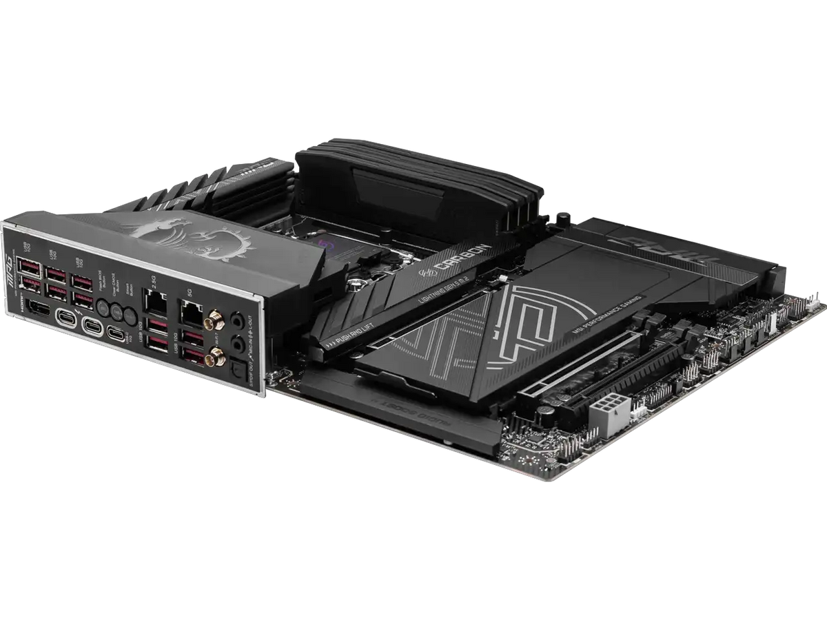 MSI MPG Z890 CARBON WIFI Motherboard, ATX - Supports Intel Core Ultra Processors (Series 2), LGA 1851 - 110A SPS VRM, DDR5 Memory Boost 9200+ MT/s (OC), PCIe 5.0 x16 & 4.0 x16, M.2 Gen5, Wi-Fi 7, 5G L
