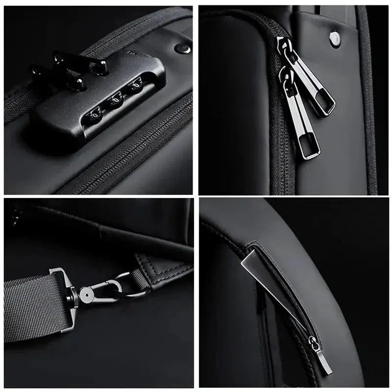 Mens USB Shoulder Bag Anti Theft Travel Organizer Pro