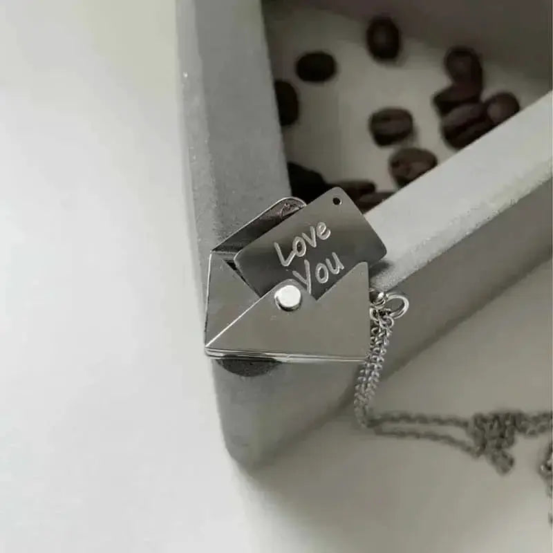 Love Letter Envelope Pendant Necklace Stainless Steel Gift