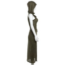 Goth Cyber Hooded Midi Dress for Women