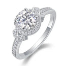 Moissanite Ring in Sterling Silver Couple Prong Setting