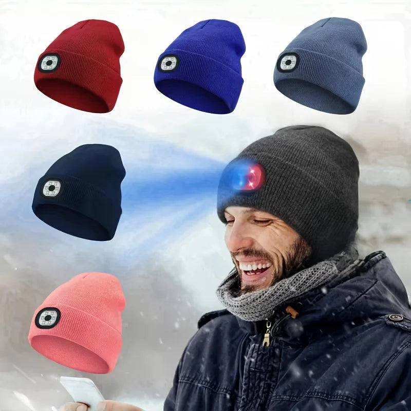 LED-Lit Knit Beanie USB-Rechargeable 4-Light