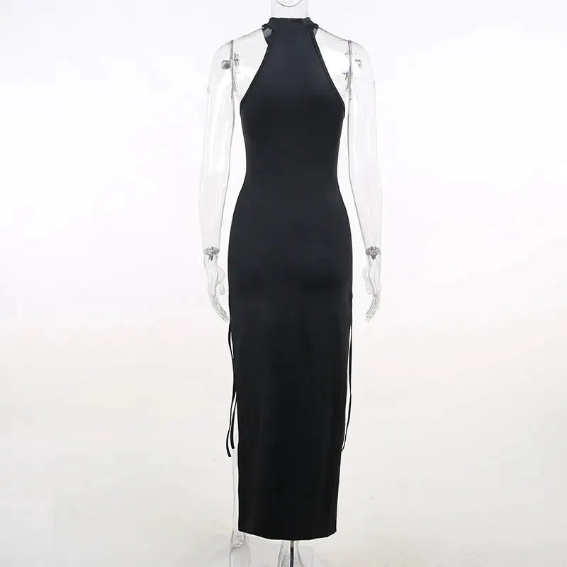 Goth Bandage Midi Dress - Halter High Split — product view 11
