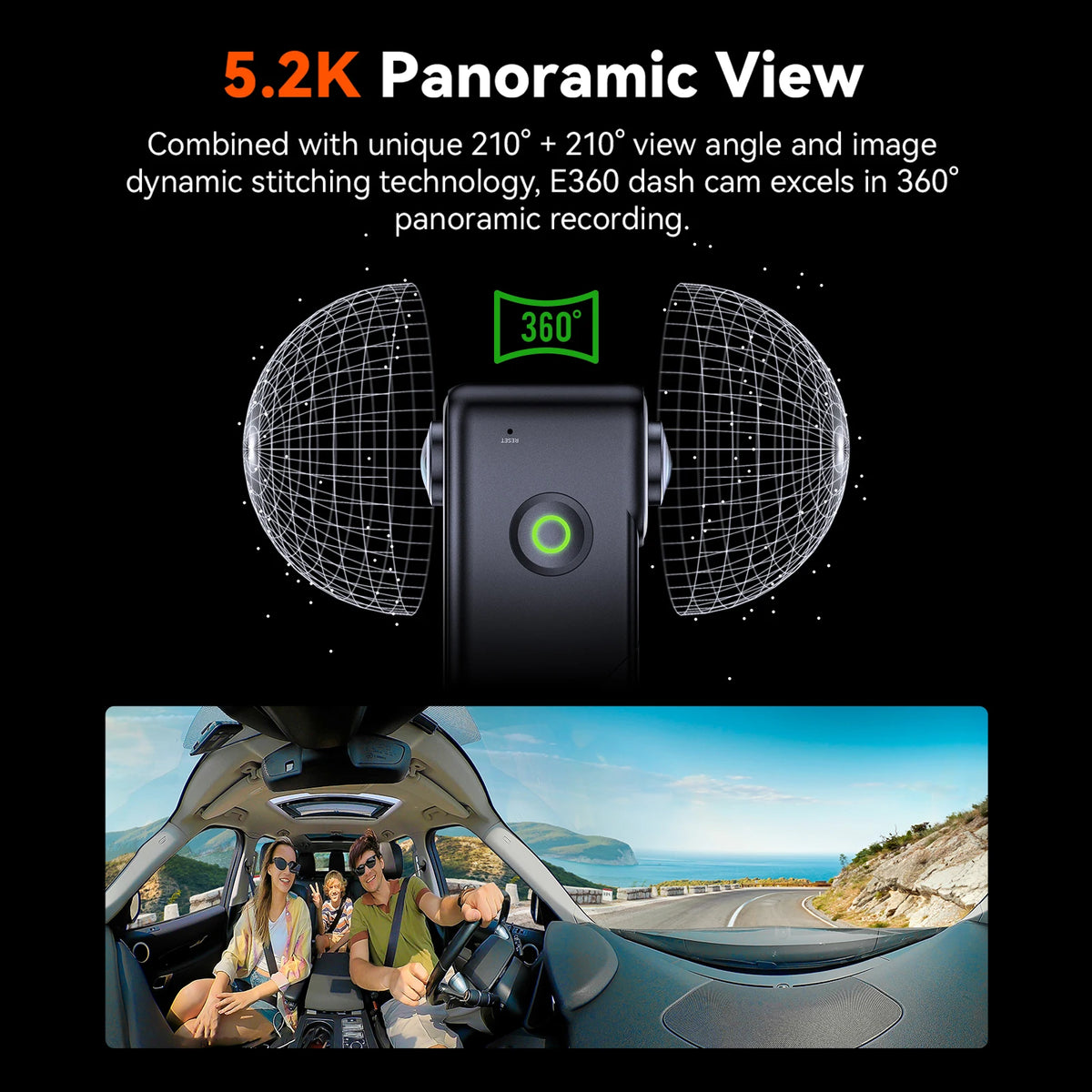 Vantrue DashCam ° Panoramic WiFi&GPS Dual STARVIS HDR Voice — product view 2
