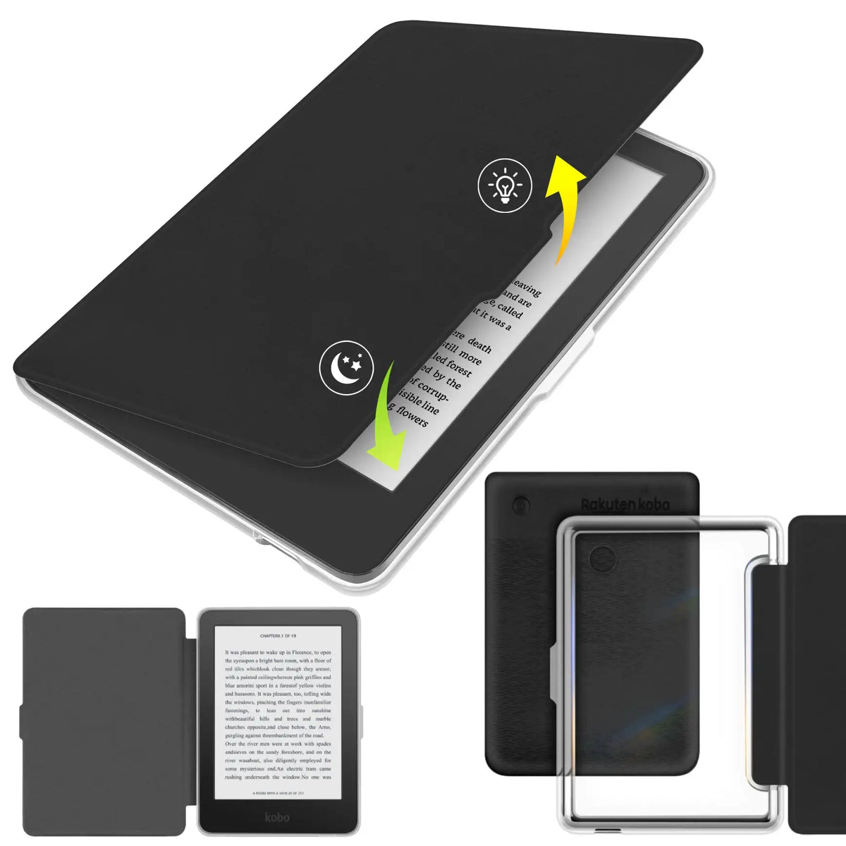 For Kobo Clara BW Case Colour 2E + Screen Protector Auto Sleep Leather Magnetic Cover Transparent Acrylic Case 6'' Ebook Funda