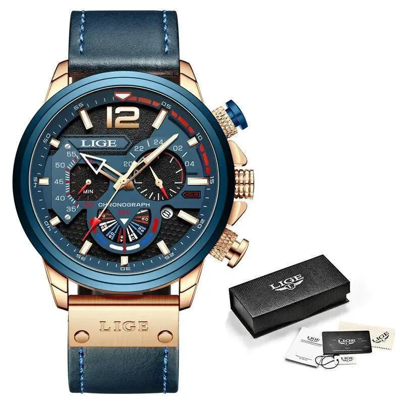 LIGE Chronograph Sport Watch for Athletes and Pilots