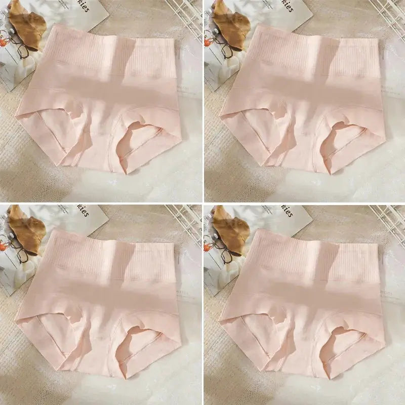 ZJX 4Pcs High Waist Cotton Women Panties Plus Size Shaper