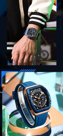 Mens Colorful Multi Functional Tonneau Quartz Watch