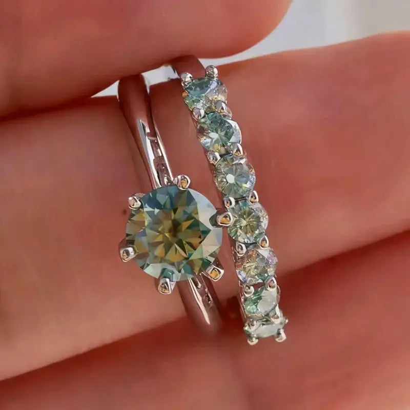 Moissanite Ring in Sterling Silver Piece — product view 1