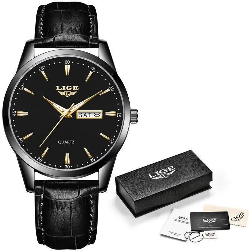 Lige Luxury Mens Quartz Watch Waterproof Timepiece