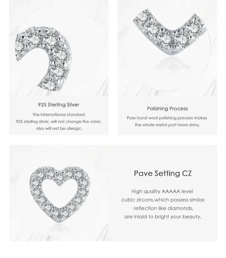 Sterling Heart Stud Earrings for Women — product view 9