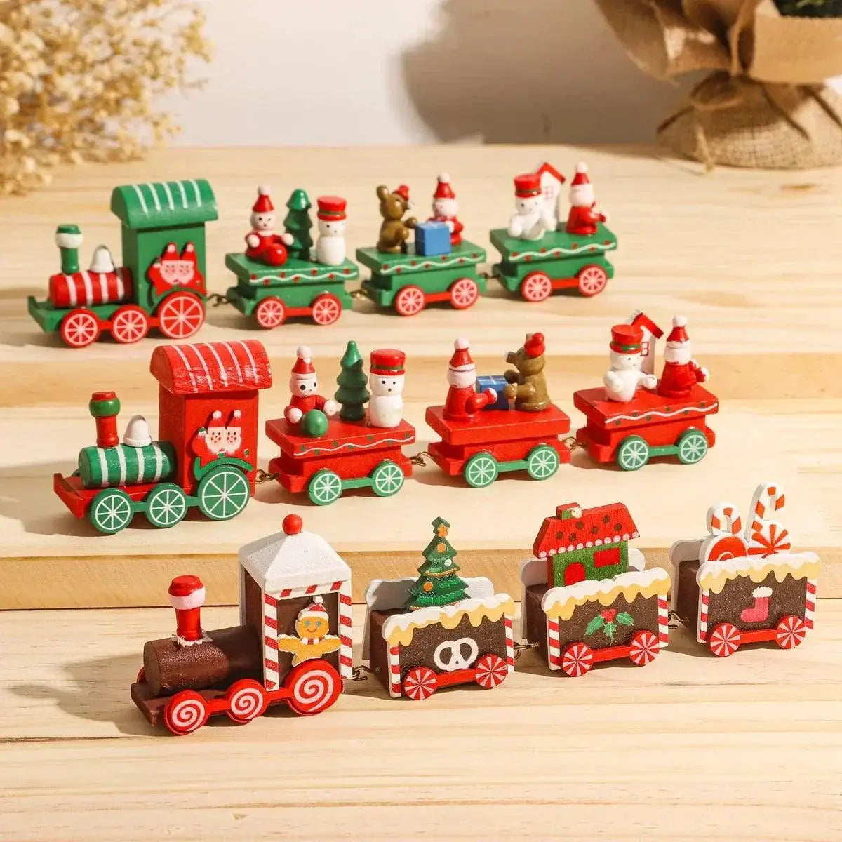 Charming Wooden And Plastic Christmas Train Ornament