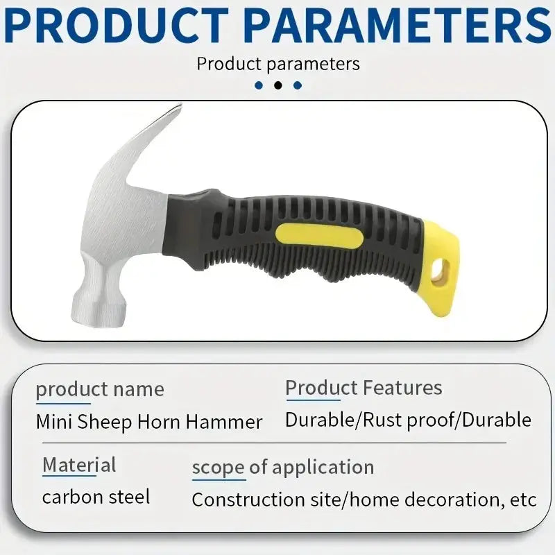 Versatile Compact Ramshorn Hammer 160mm Portable Hand Tool