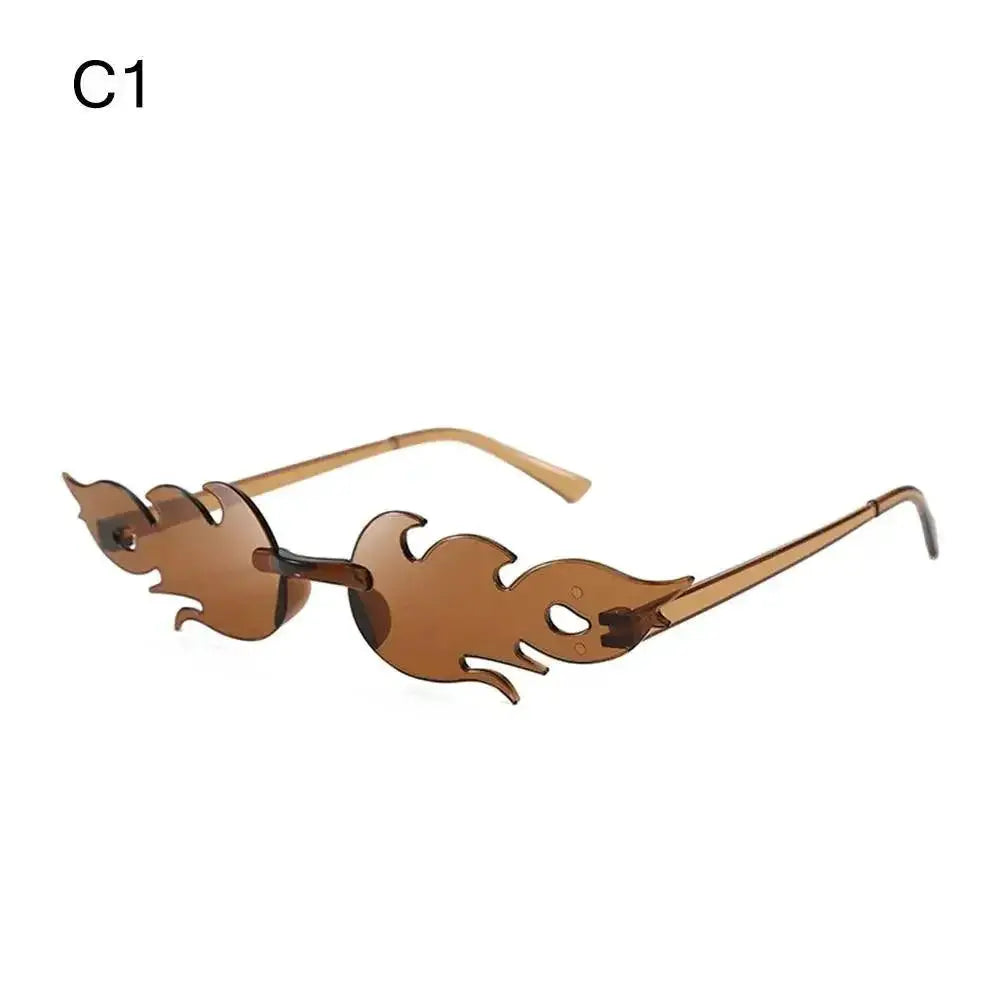 Rimless Flame Sunglasses For Women UV400 Protection
