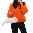 Women Cat Plush Shoulder Bag Corduroy Satin Fur Messenger