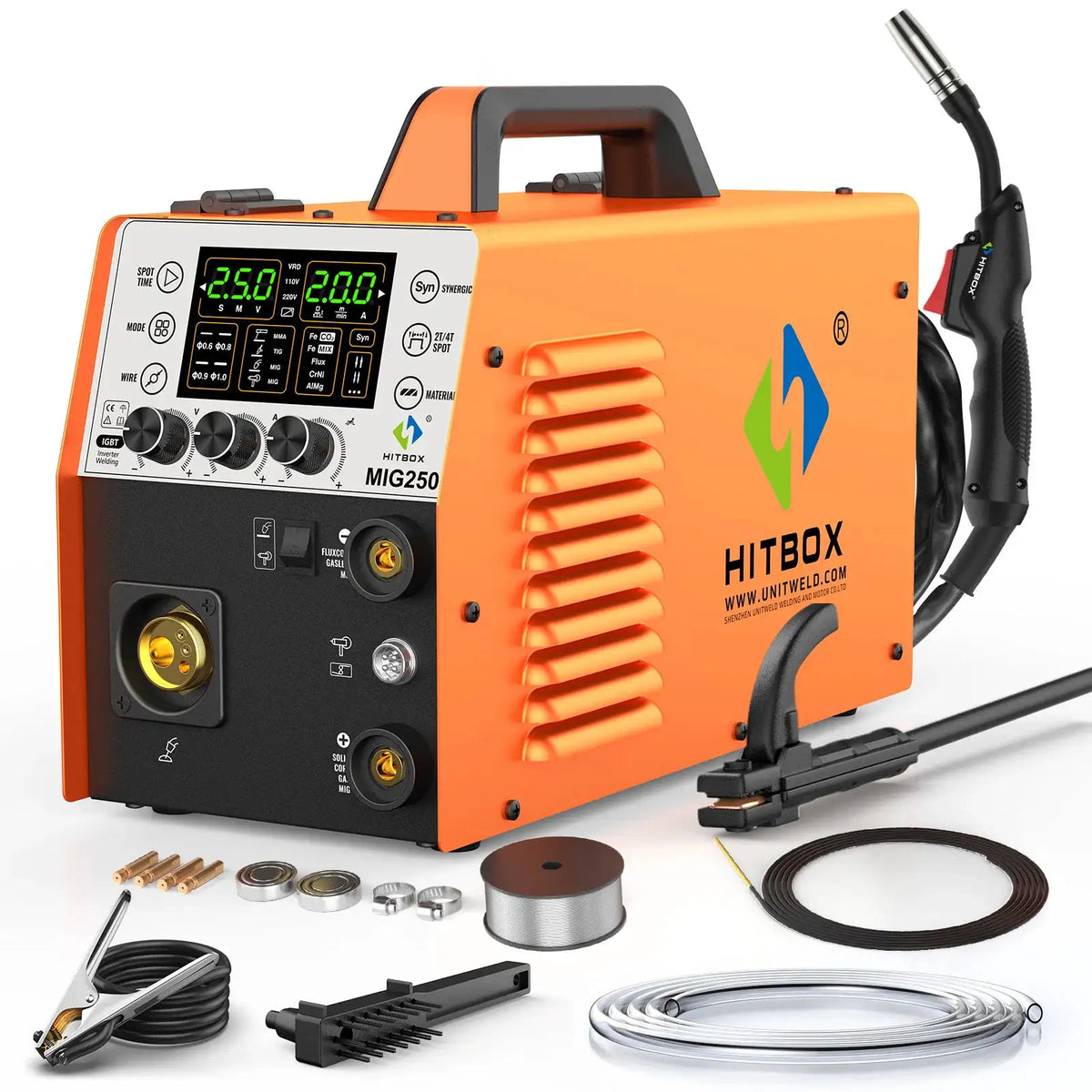 HITBOX MIG250 Aluminum Pulse MIG Welder — product view 1