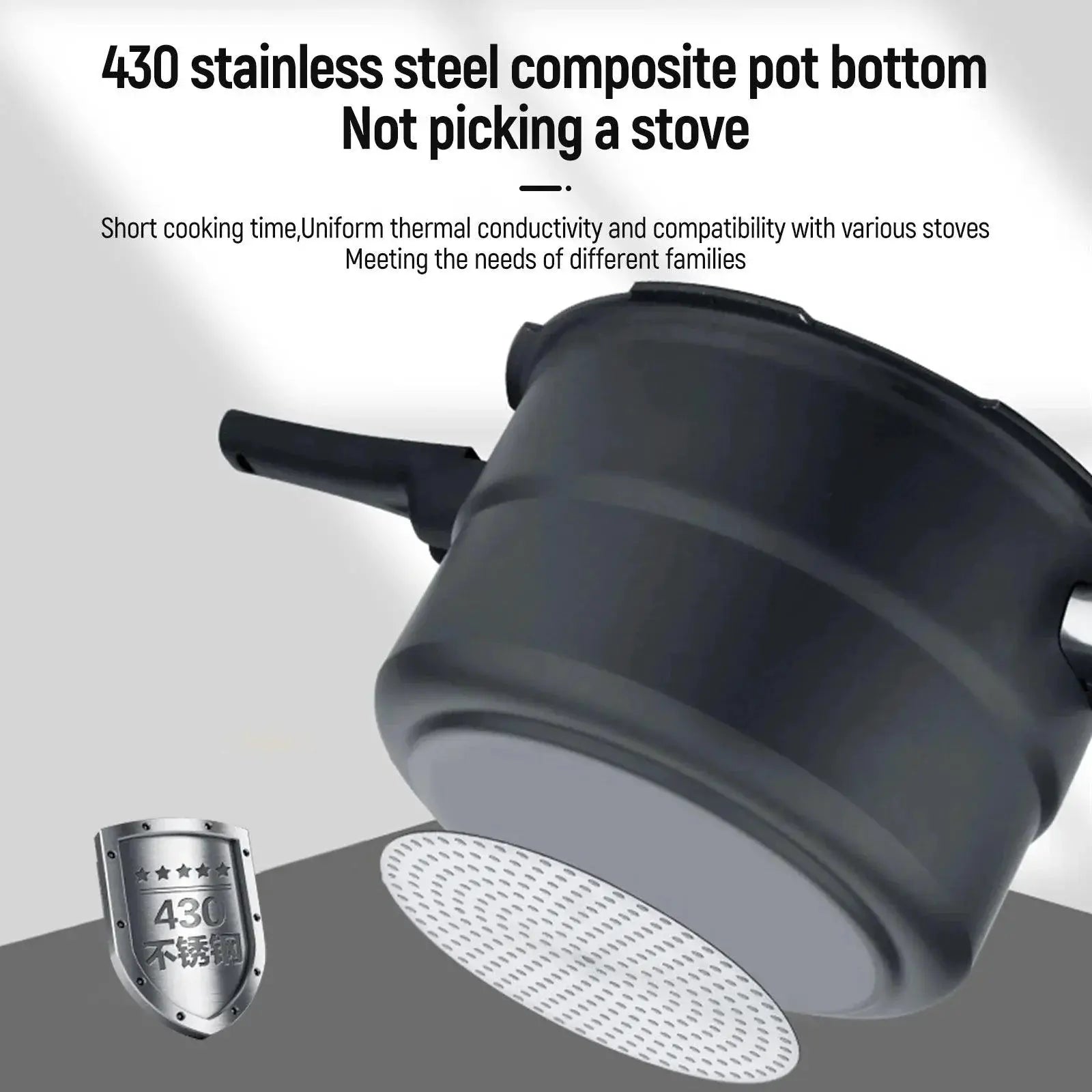 Durable Stainless Steel Pressure Cooker Gas Induction