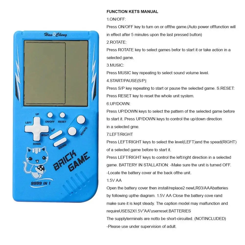 Classic Electronic Retro Puzzle Game Blue Large Screen