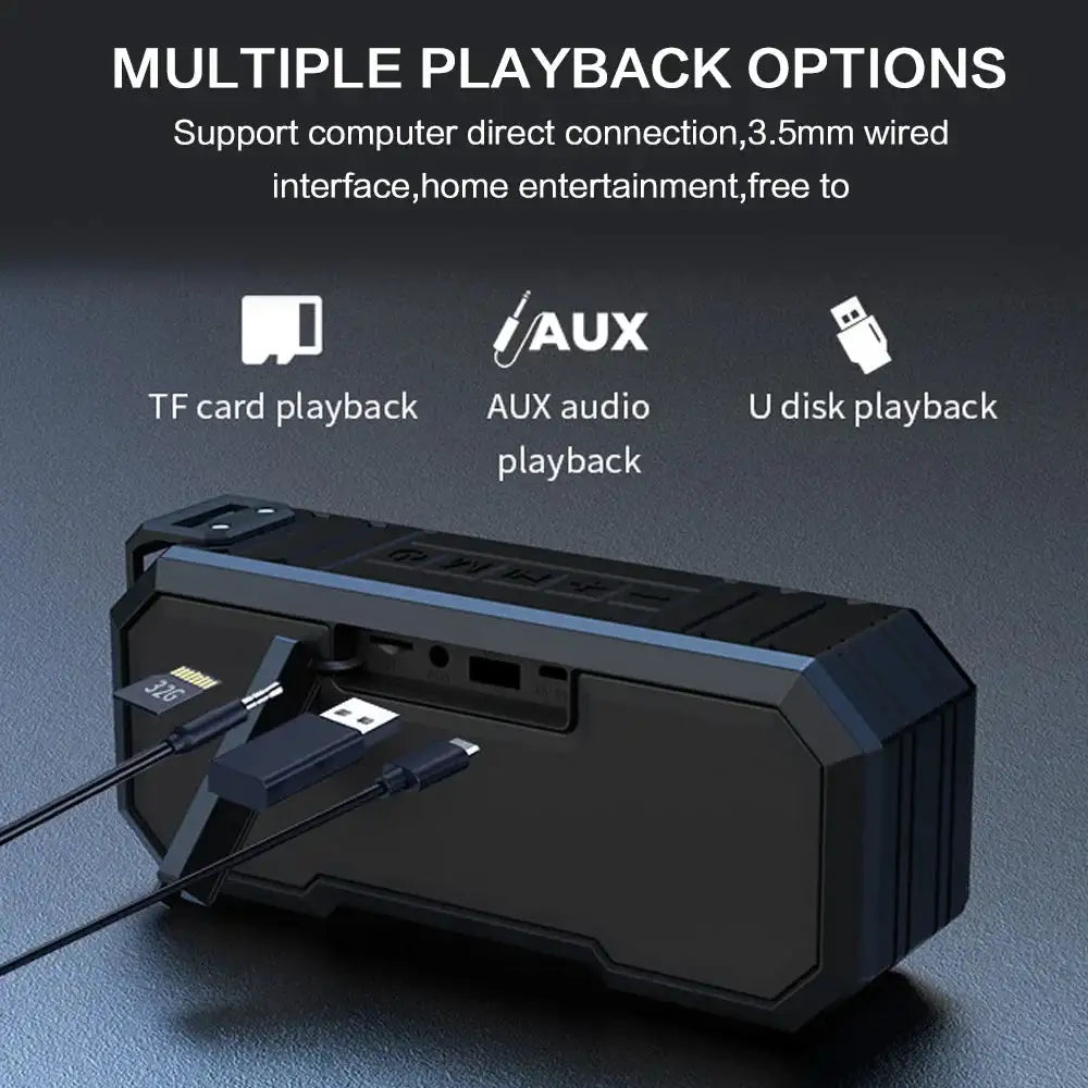 Portable Bluetooth Speaker Wireless Flash Light Speaker TWS Bass Stereo IPX7 Waterproof Loudspeaker FM Radio 12H Playtime Subwoofer Outdoor Boombox for Pool Beach Party Camping Travel Phone
