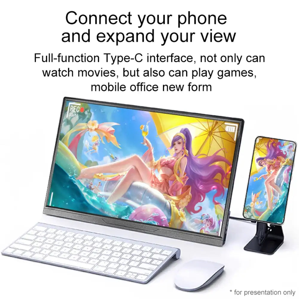16inch Portable Monitor 2.5K/120HZ/100%sRGB For Laptop XBox PS4 / 5 Switch Cell Phone Computer Extension Gaming Travel Screen
