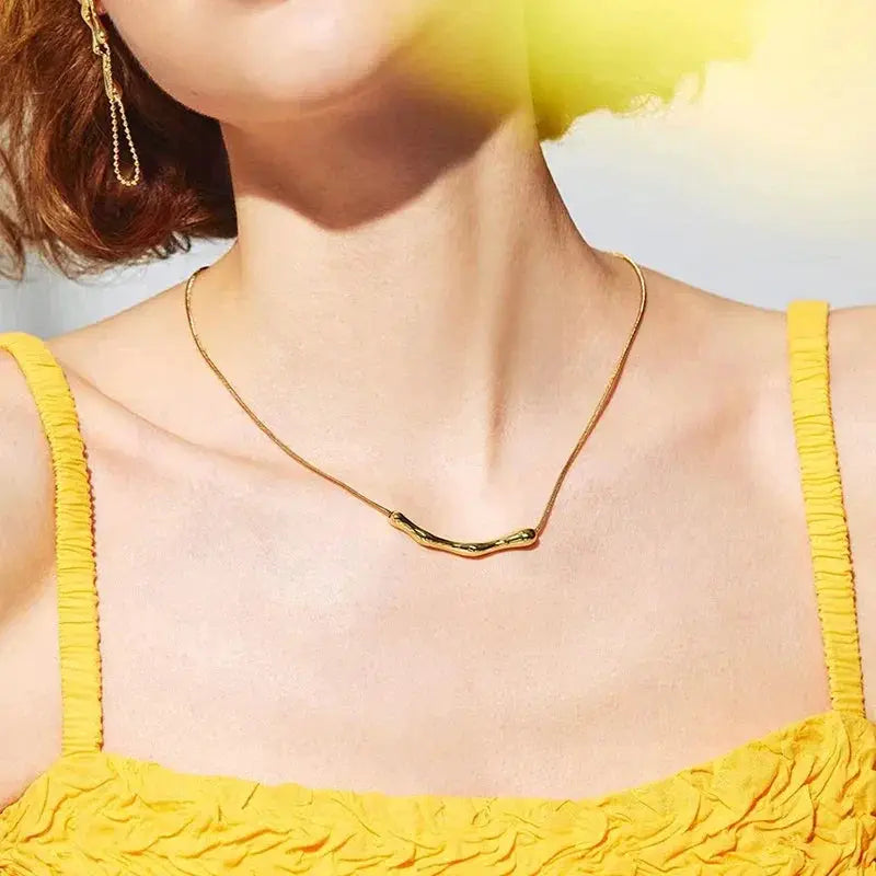 European American Stainless Steel Gold Collarbone Chain