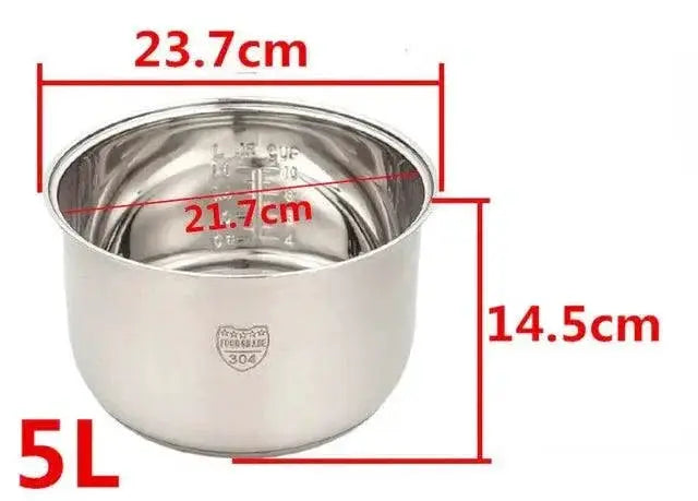 Rice Cooker Pot Replacement 304 Stainless Steel Nonstick 5L