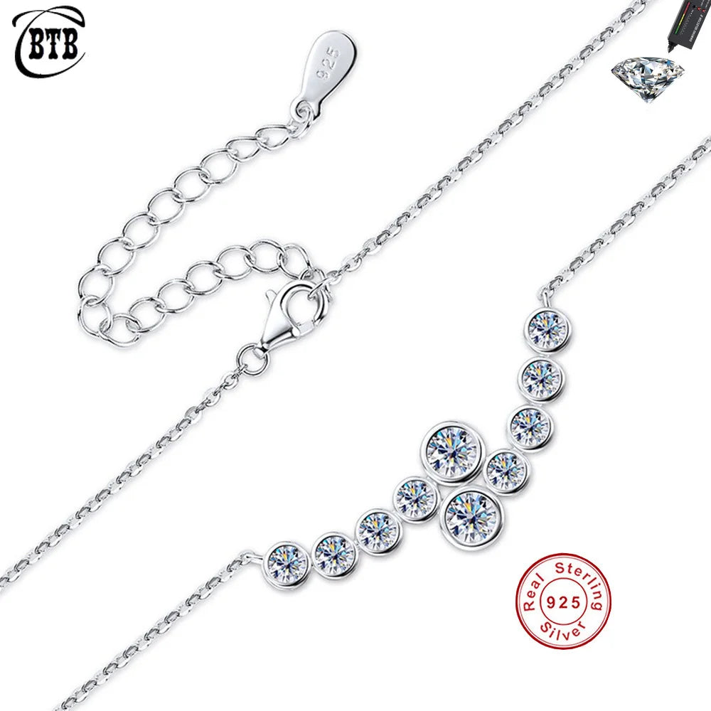 Round Moissanite Pendant Necklace in Sterling Silver Cbtb — product view 1